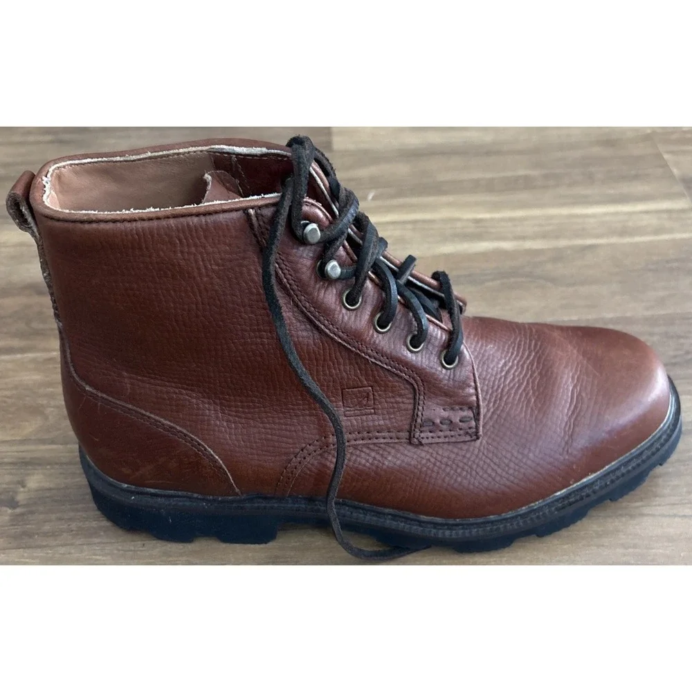 Sperry Mens Brown Leather Lace Up Ankle Boots Lug Sole 75400 Size 8.5M